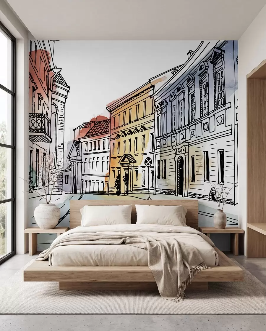 wall murals Стари град, маркер и акварел u51062