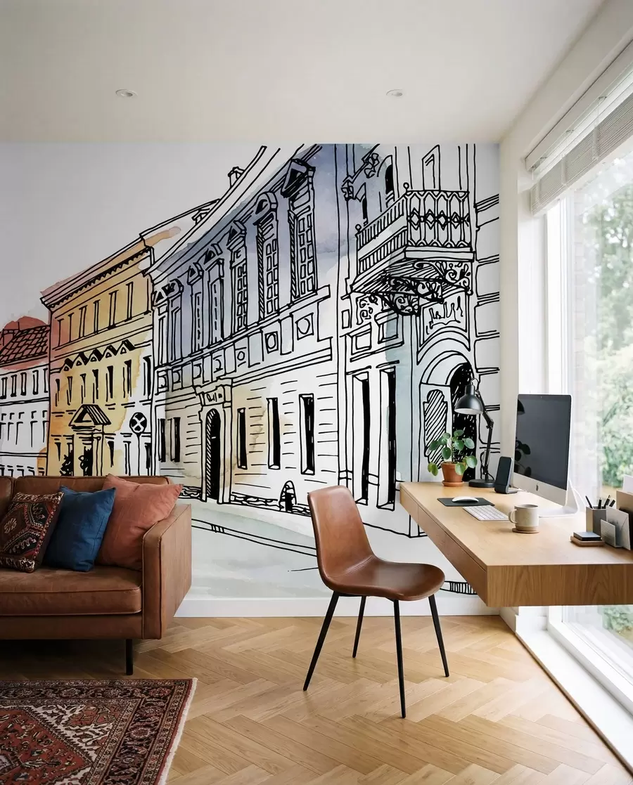 wall murals Стари град, маркер и акварел u51062