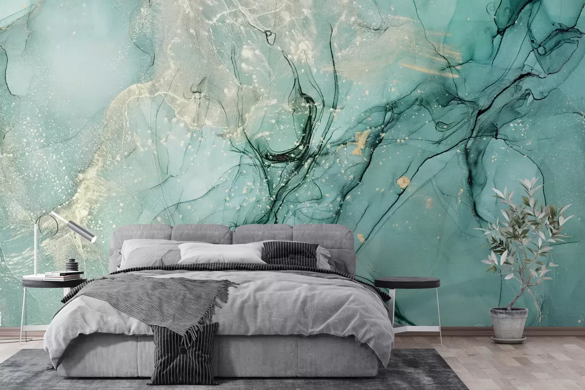 wall murals Тиркизни мермер са фином измаглицом u51399