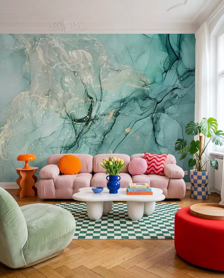 wall murals Тиркизни мермер са фином измаглицом u51399