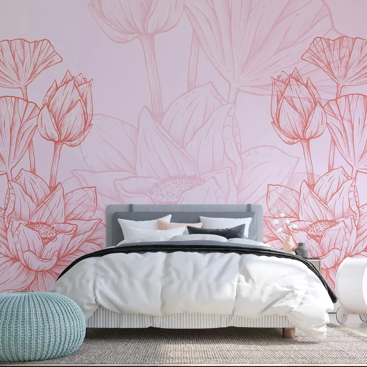 wall murals Велики цветови у ружичастим тоновима w02541