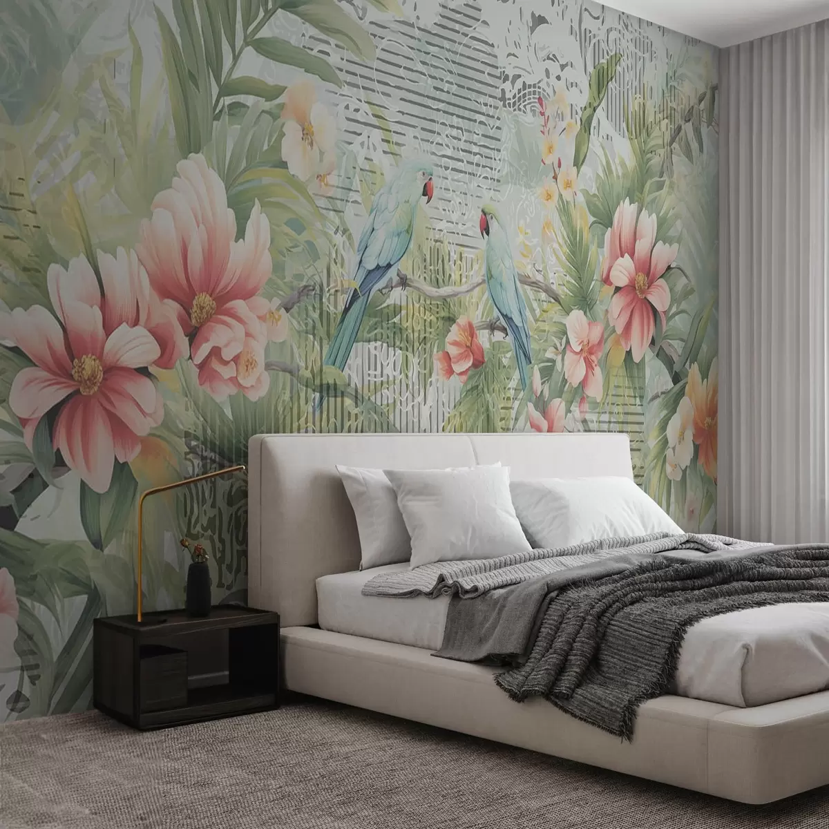 wall murals Папагаји у тропском грмљу w08508