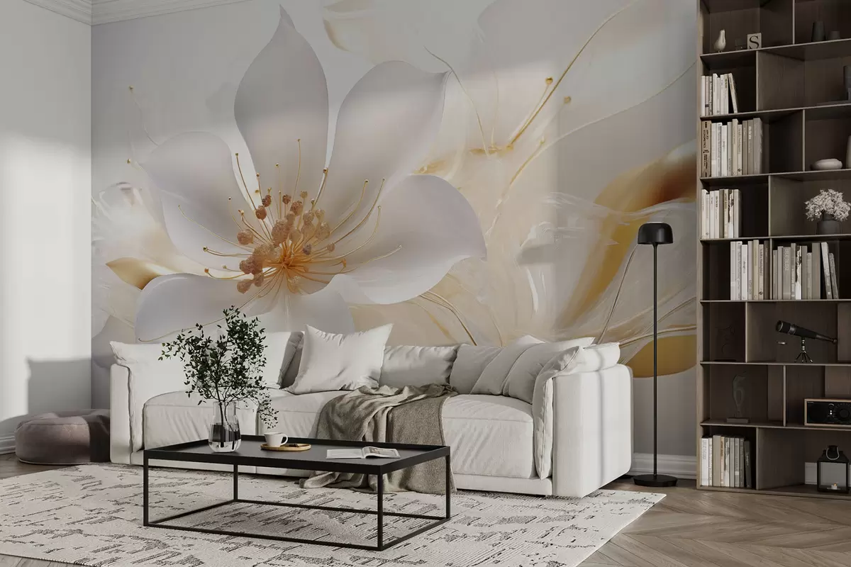 wall murals Велики бели цвет на апстрактној позадини w08510
