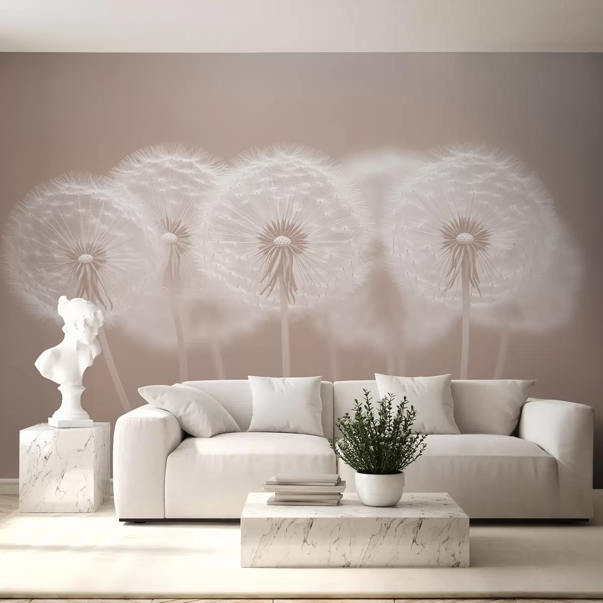 wall murals Деликатни ружичасти прозрачни маслачак на розе природној позадини w08498v1