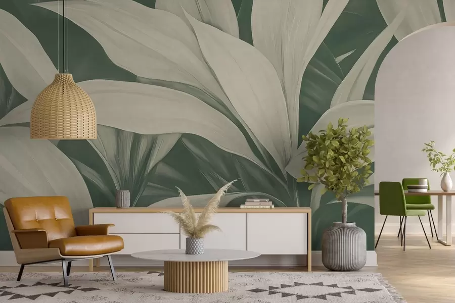 wall murals Велики зелени листови биљке w08501v1