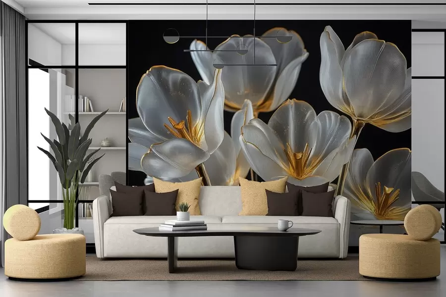 wall murals Букет лала у стилу стаклене скулптуре w08489
