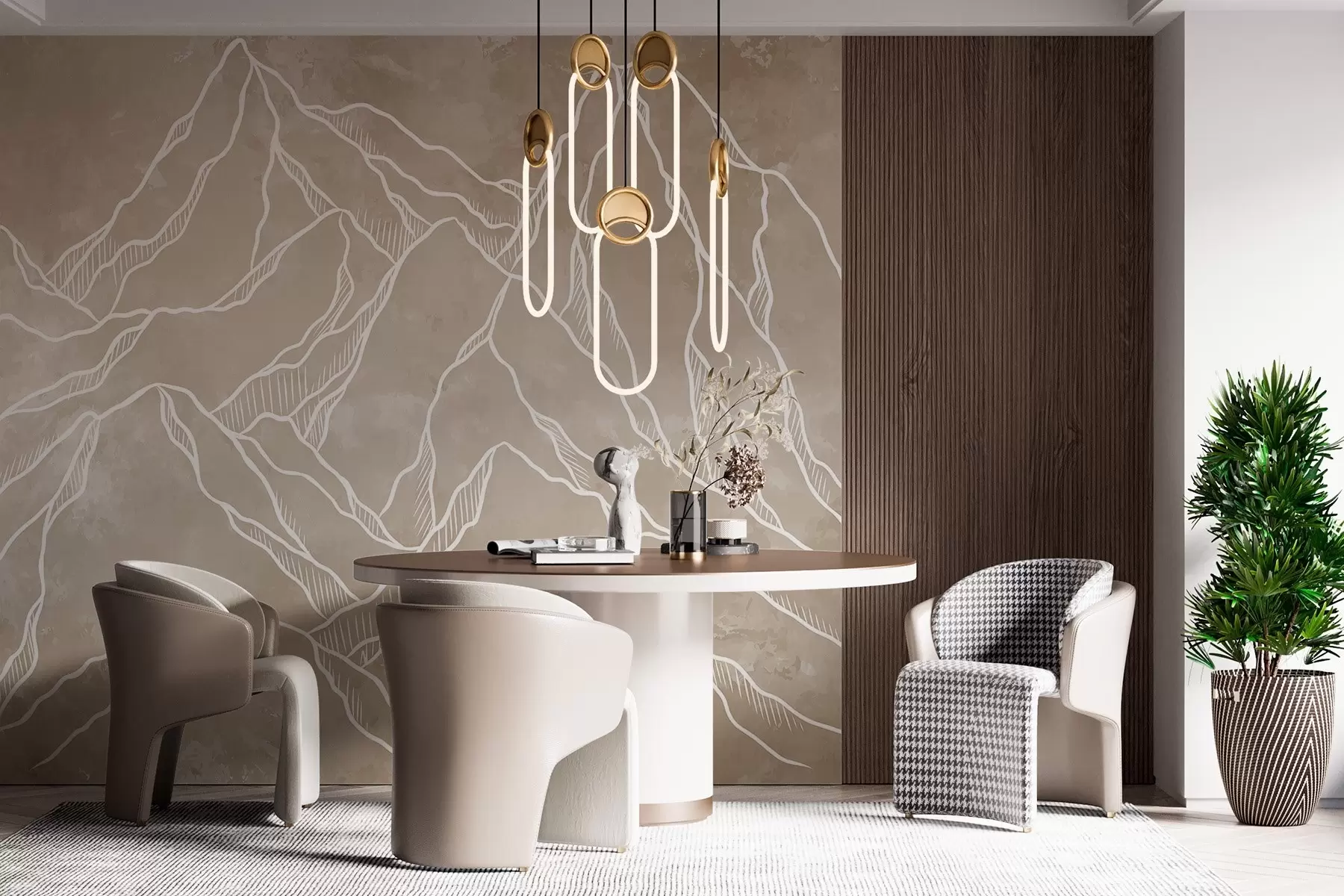 wall murals Шематски приказ планинских врхова w02524v1