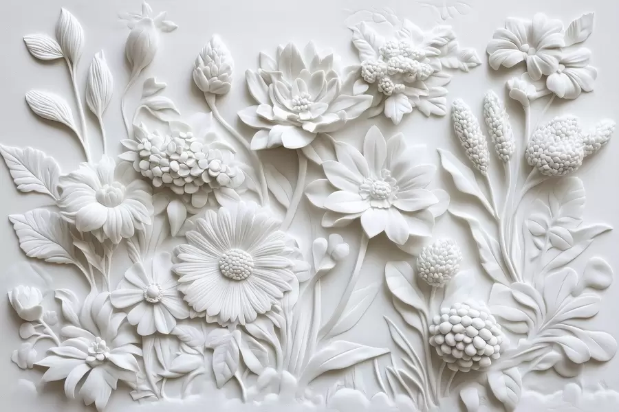 wall murals тапета у стилу барељефа са баштенским цвећем w02546