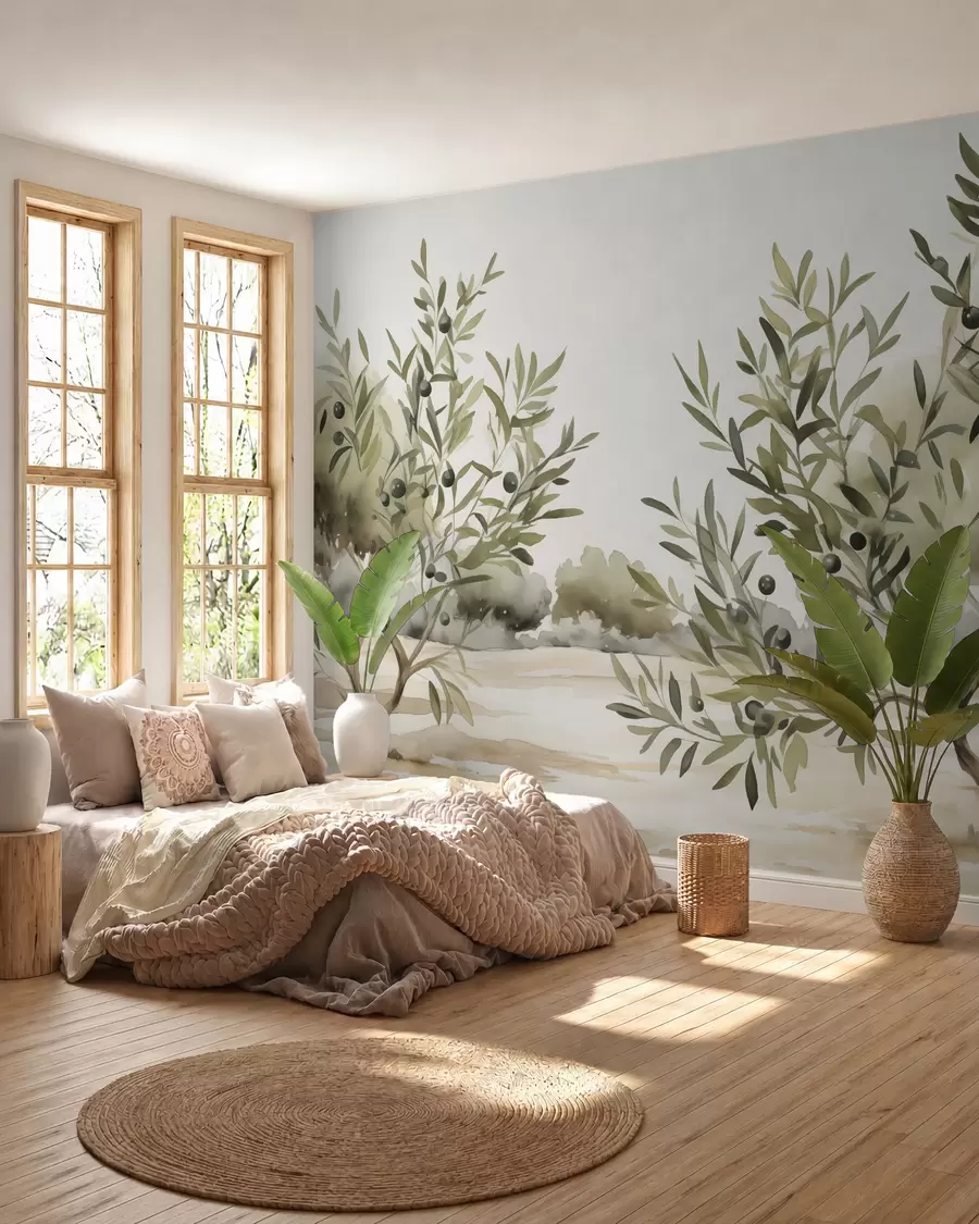 wall murals Маслина апстрактна имитација акварела w02583