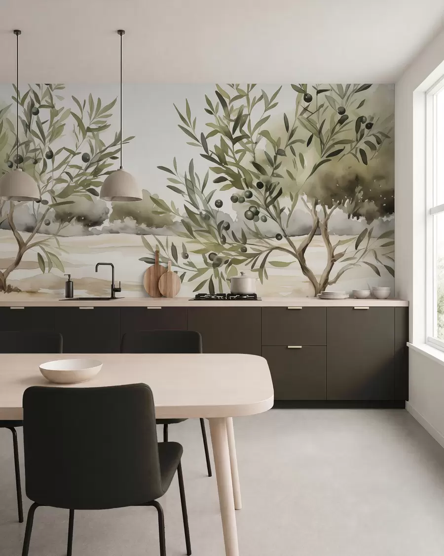 wall murals Маслина апстрактна имитација акварела w02583