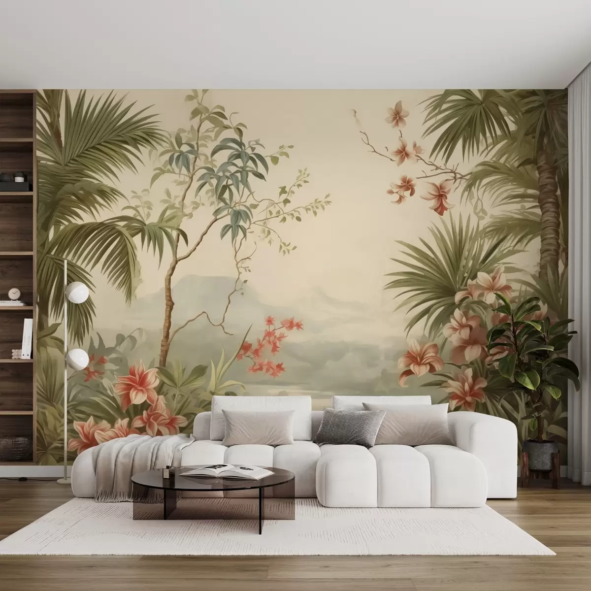 wall murals Акварел имитација тропске шуме w02588