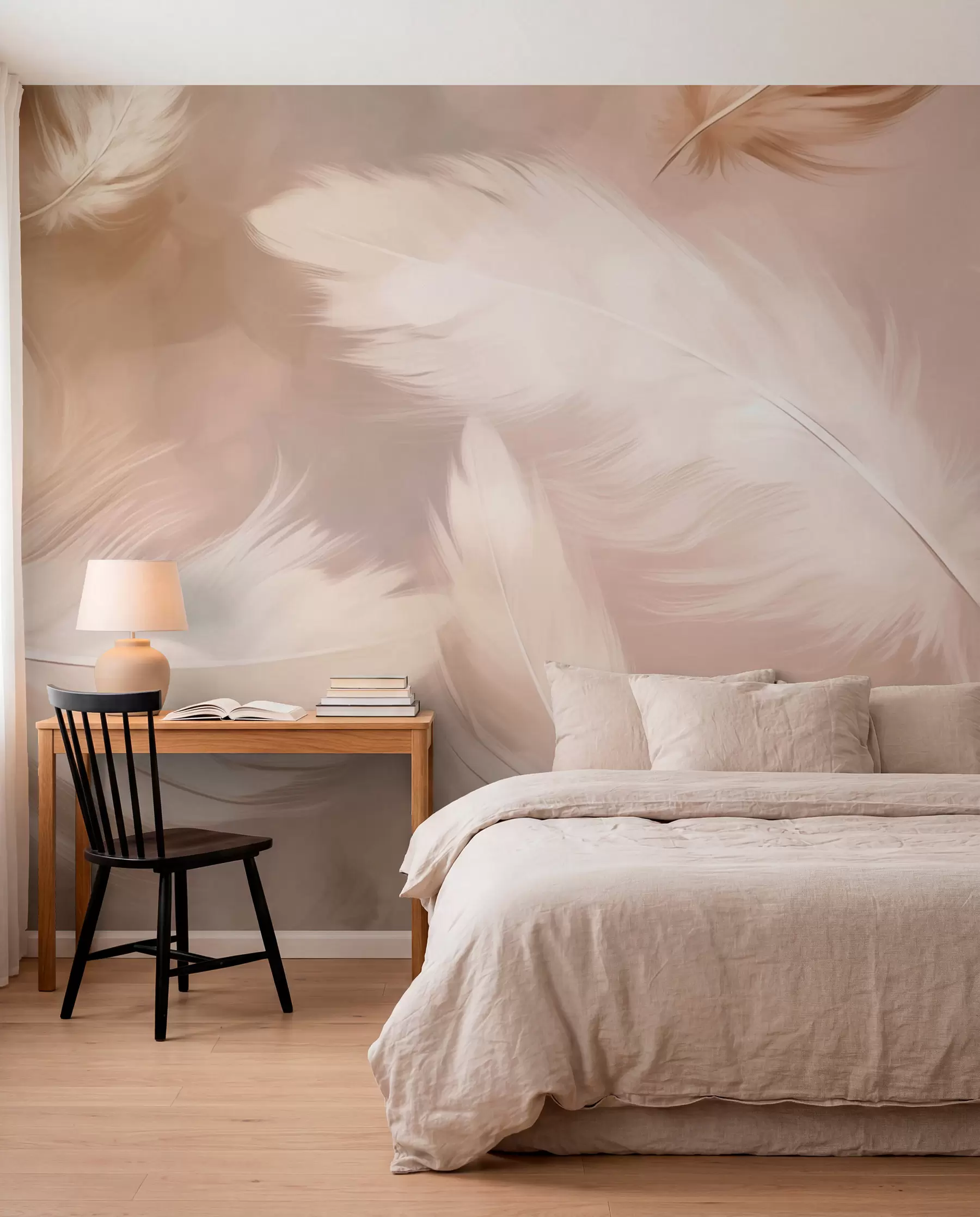 wall murals Велико перје у беж боји w02601v1