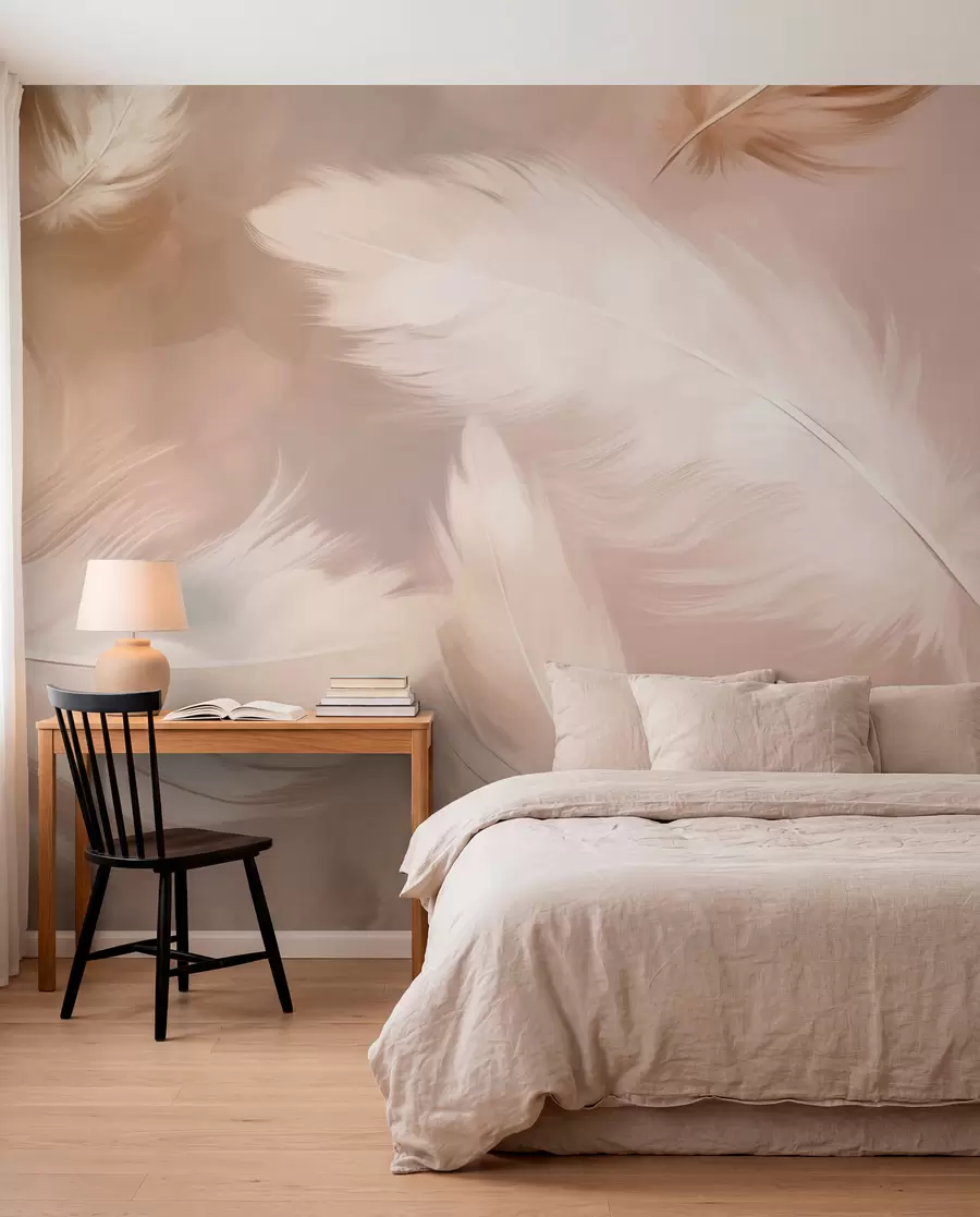 wall murals Велико перје у беж боји w02601v1