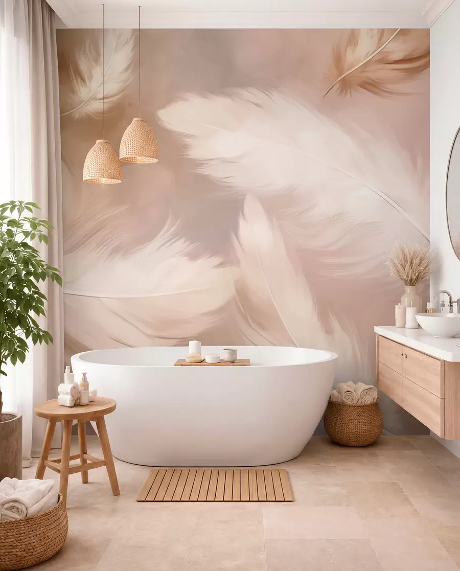wall murals Велико перје у беж боји w02601v1
