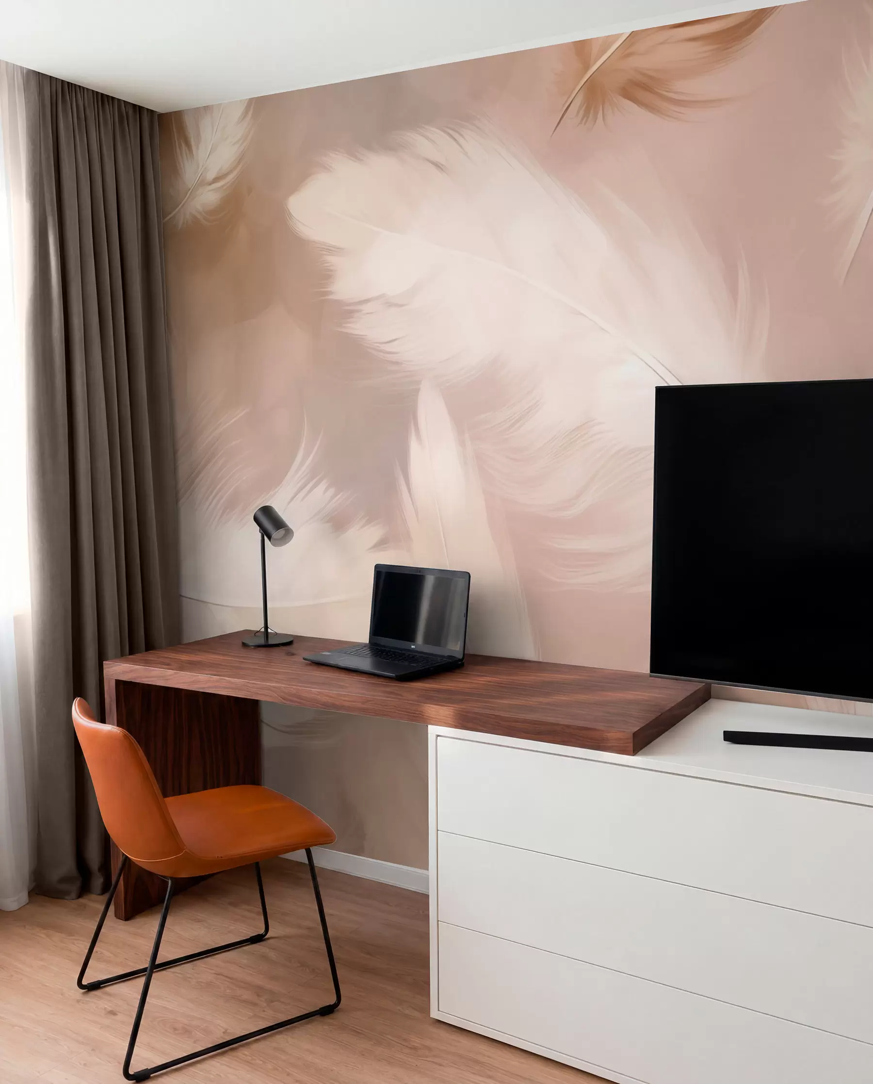 wall murals Велико перје у беж боји w02601v1