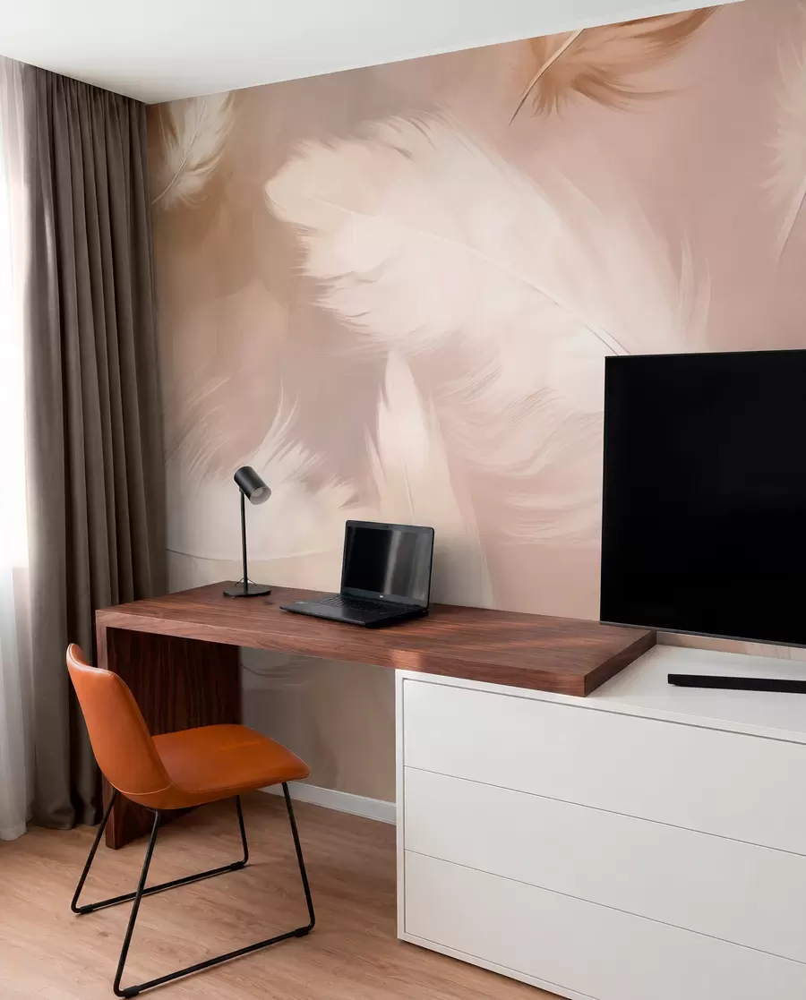 wall murals Велико перје у беж боји w02601v1