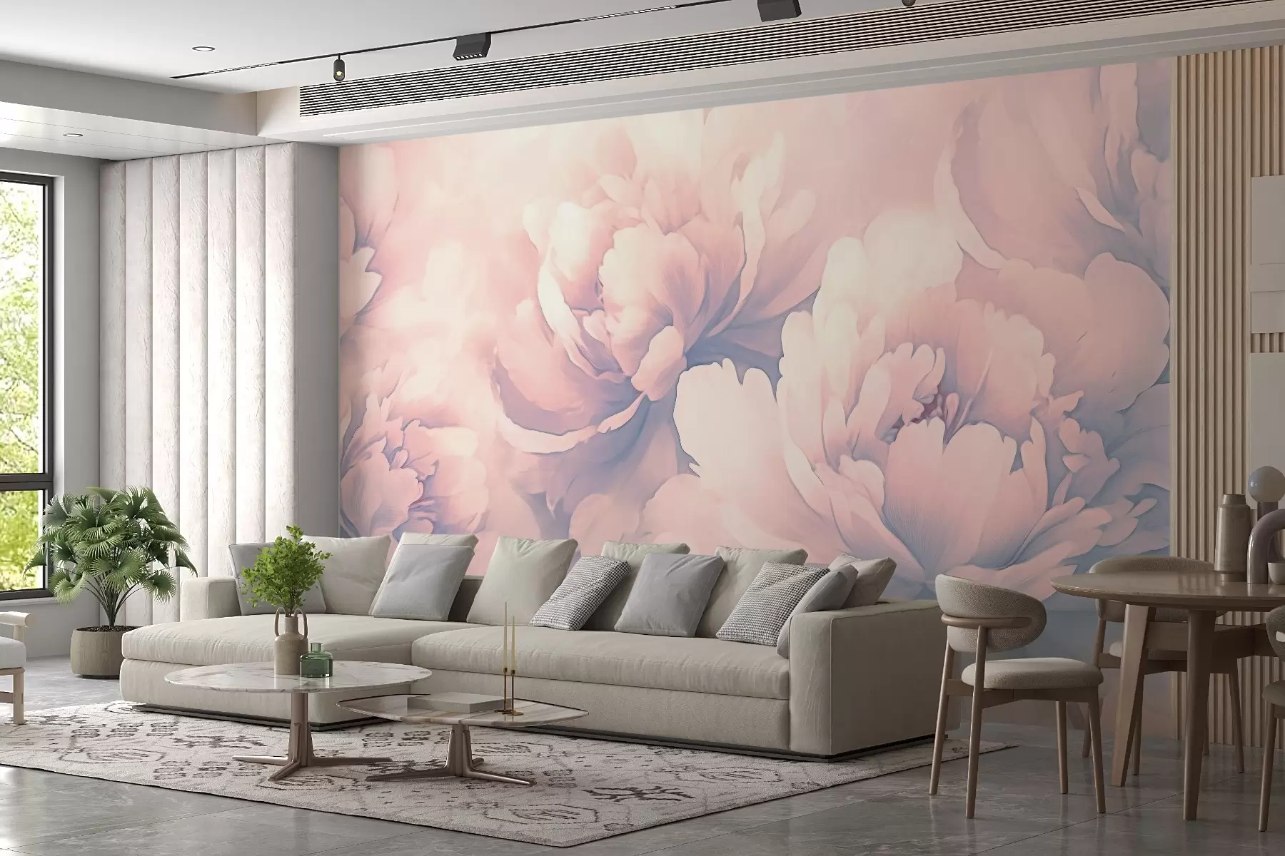 wall murals Велики божури у плавим бојама w02603v1