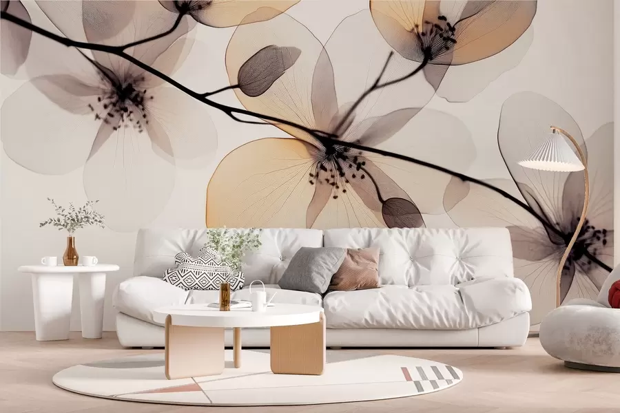 wall murals нежна и префињена грана са провидним цветовима w02630
