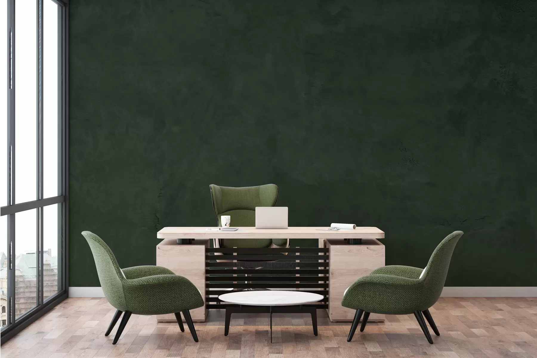 wall murals Зелена позадина са ефектом бетонског зида w02553v1