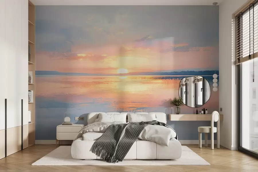 wall murals Залазак сунца изнад морског хоризонта w08570