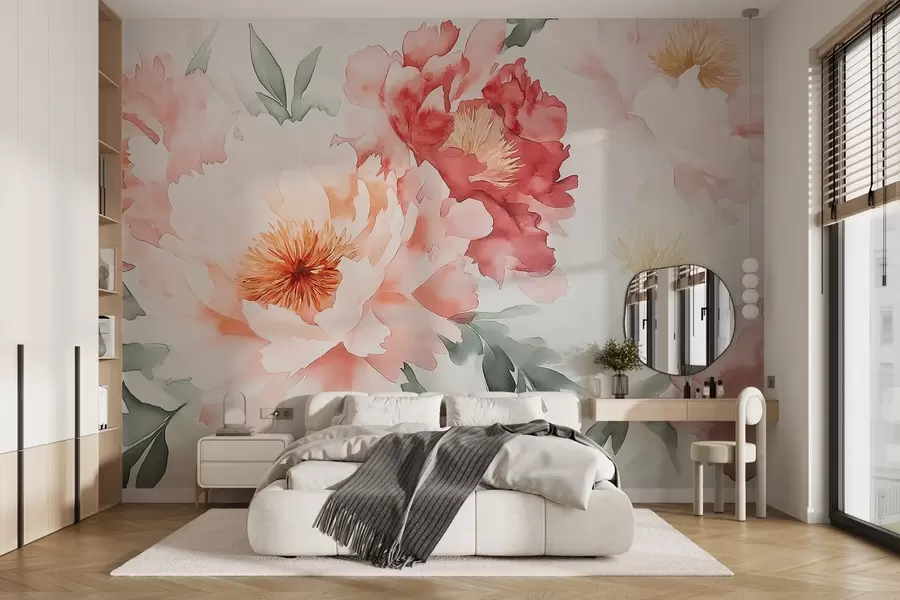 wall murals Велики деликатни акварел божури w08571