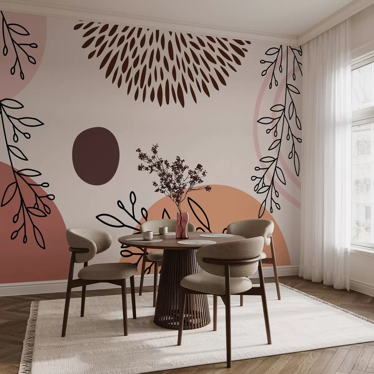 wall murals апстрактна композиција фигура и гранчица w02662