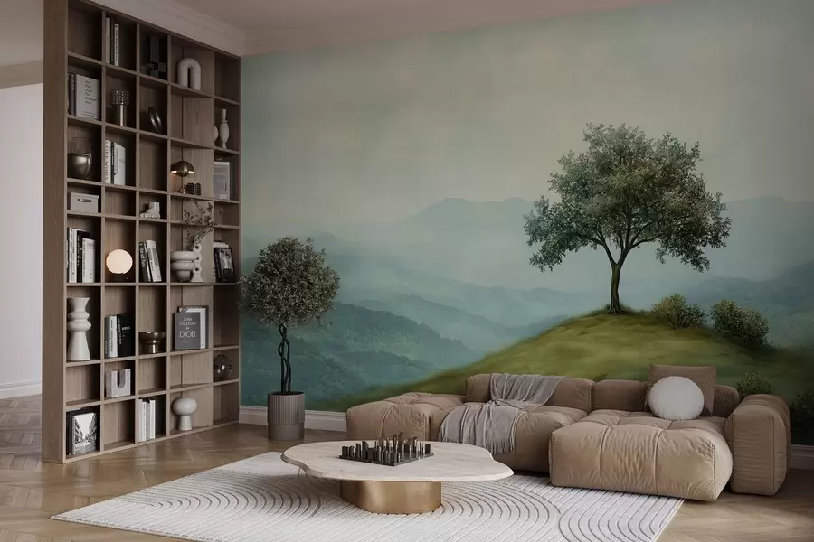 wall murals панорама са дрветом на брду w02683