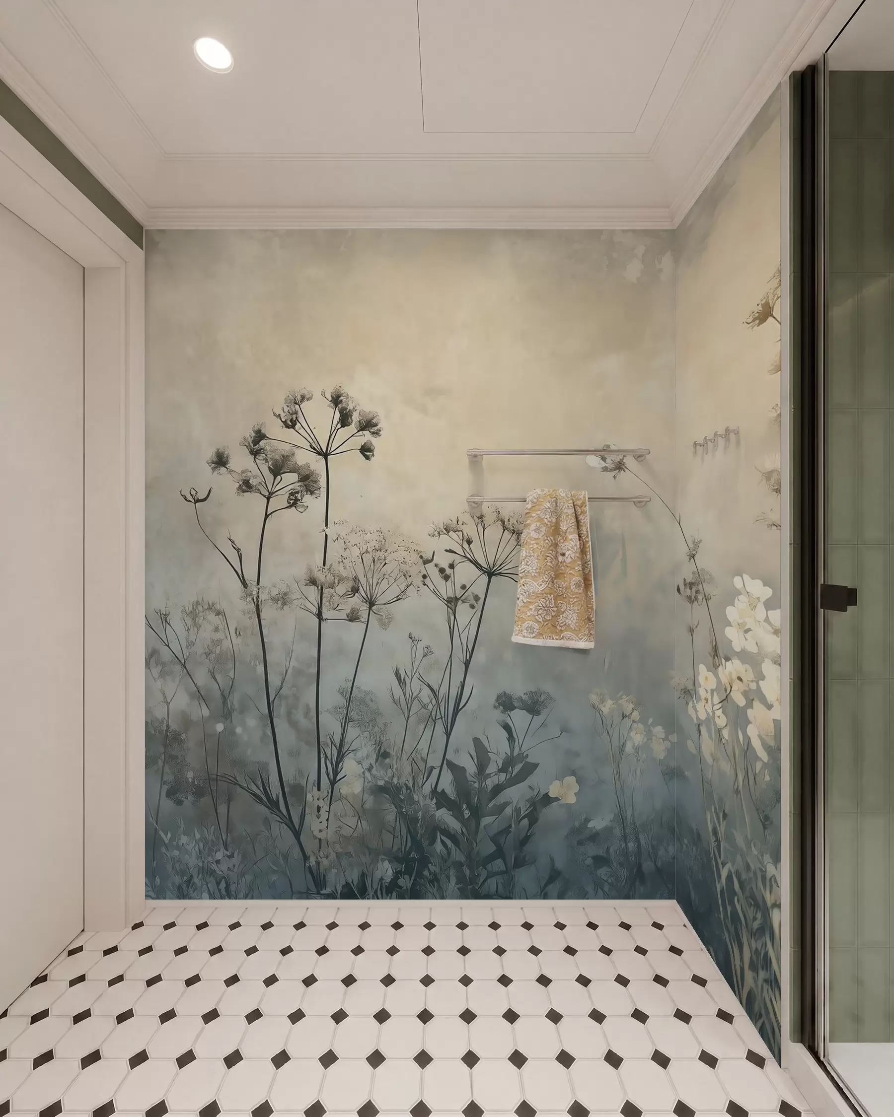 wall murals тапете у еко стилу са дивљим цвећем и биљкама на текстурираној позадини w02685