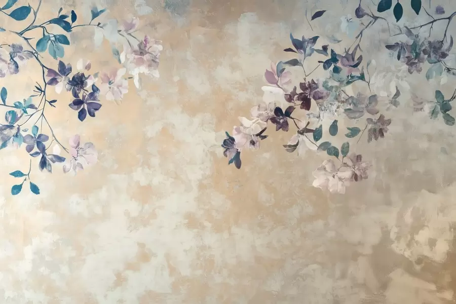wall murals тапета у ретро стилу са гранама и цвећем w02686