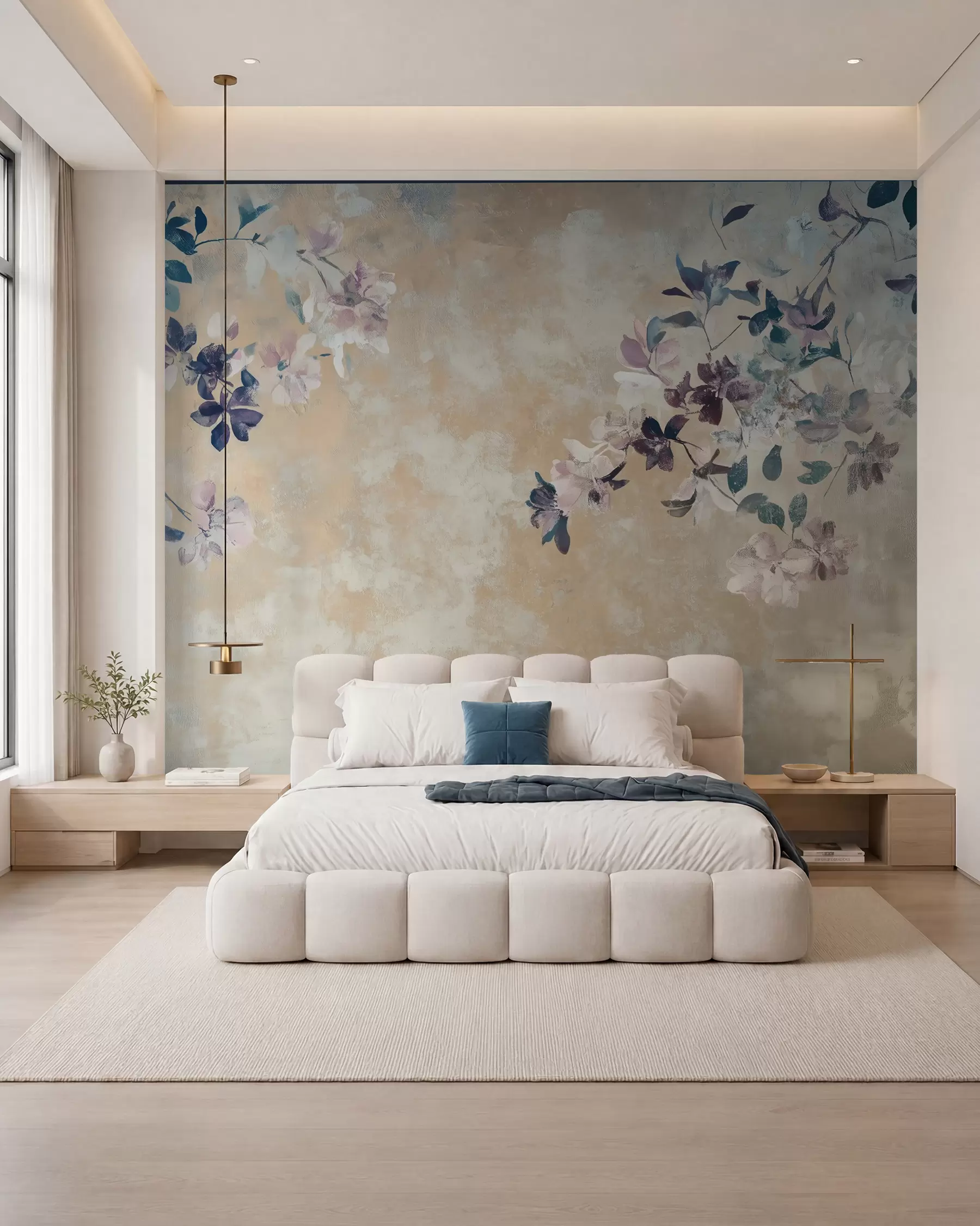 wall murals тапета у ретро стилу са гранама и цвећем w02686