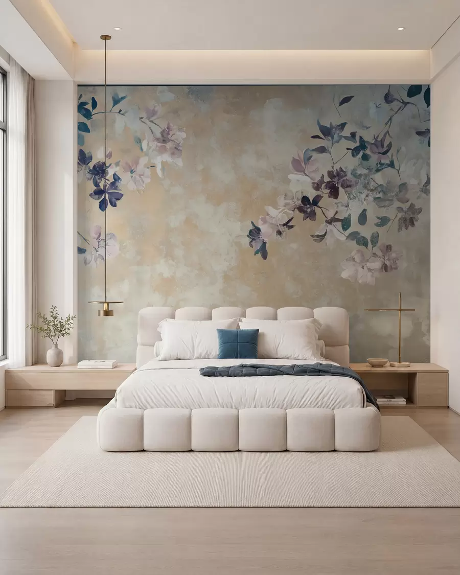 wall murals тапета у ретро стилу са гранама и цвећем w02686