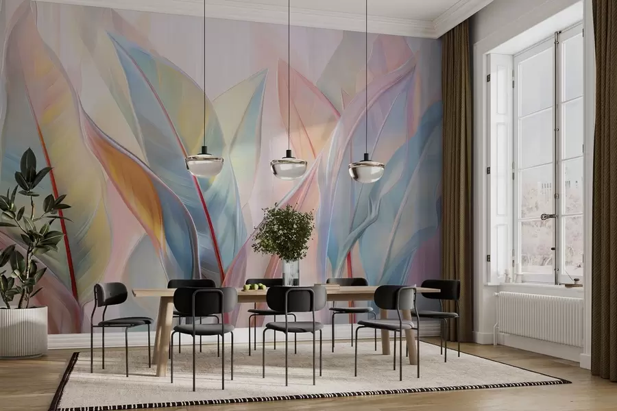 wall murals Стилизовани разнобојни листови w02624