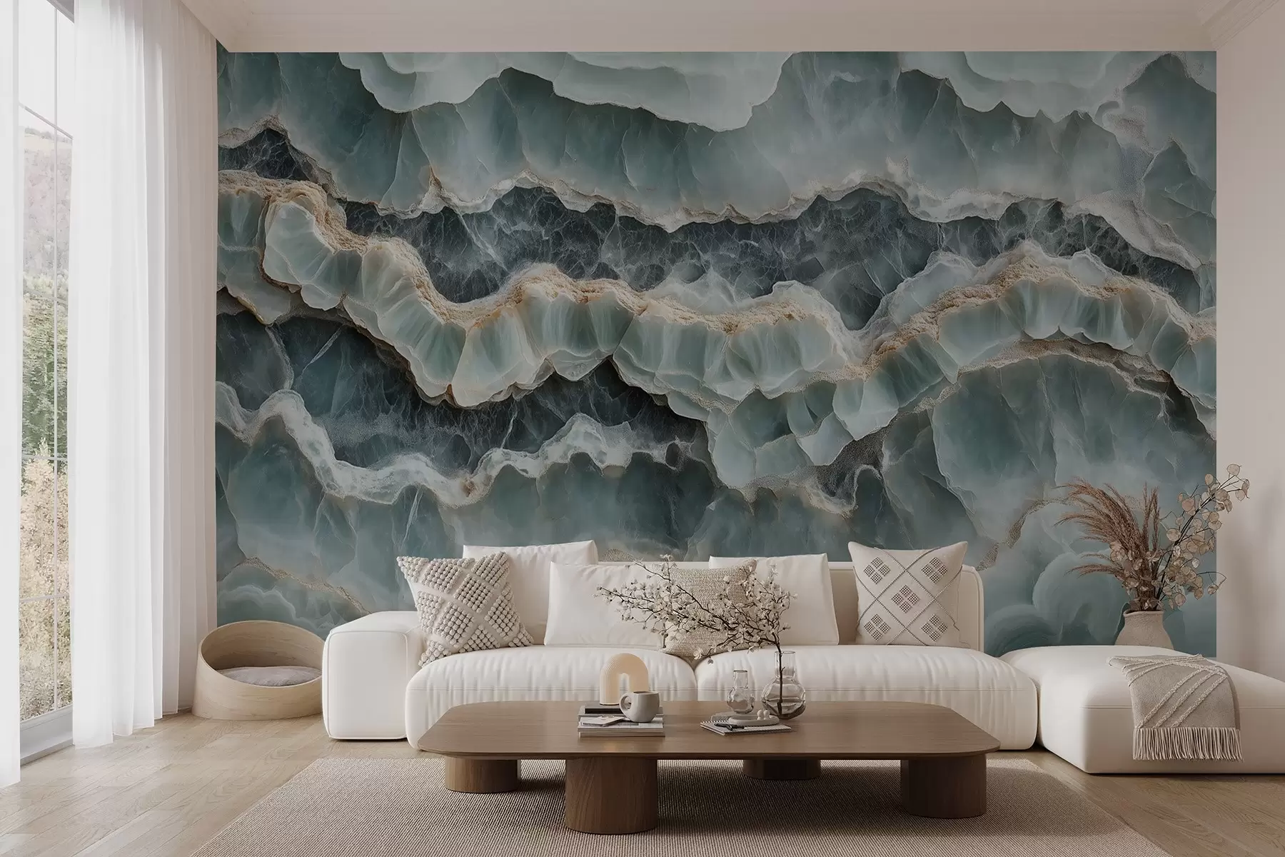 wall murals Мермерна површина са имитацијом таласастих линија смоле w08561