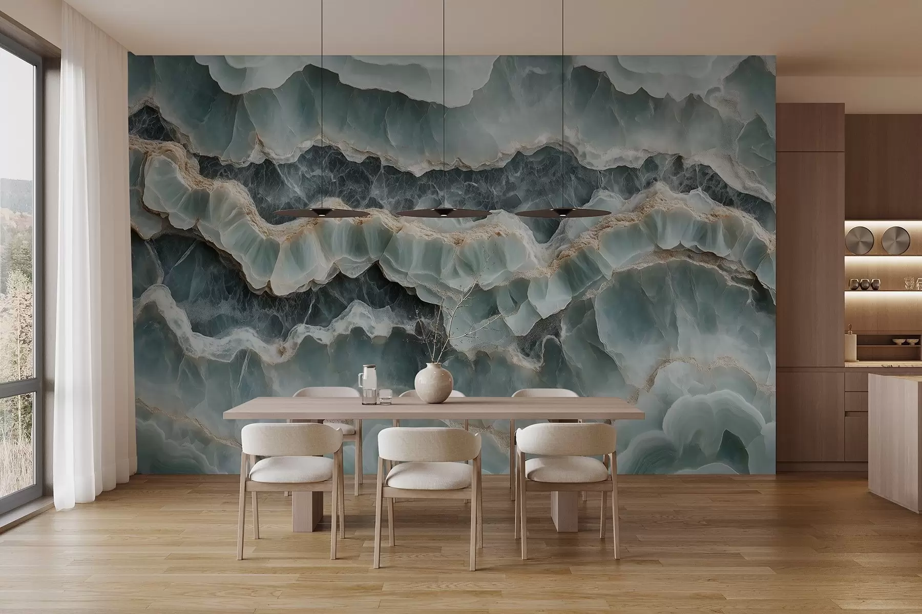 wall murals Мермерна површина са имитацијом таласастих линија смоле w08561