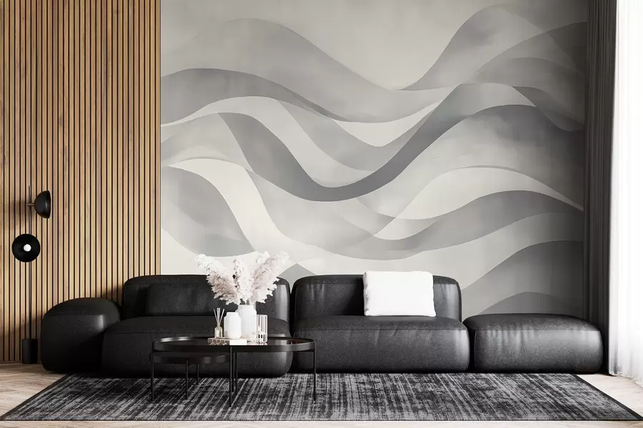 wall murals Глатки таласи у сиво-плавим тоновима у стилу акварела w08564v1