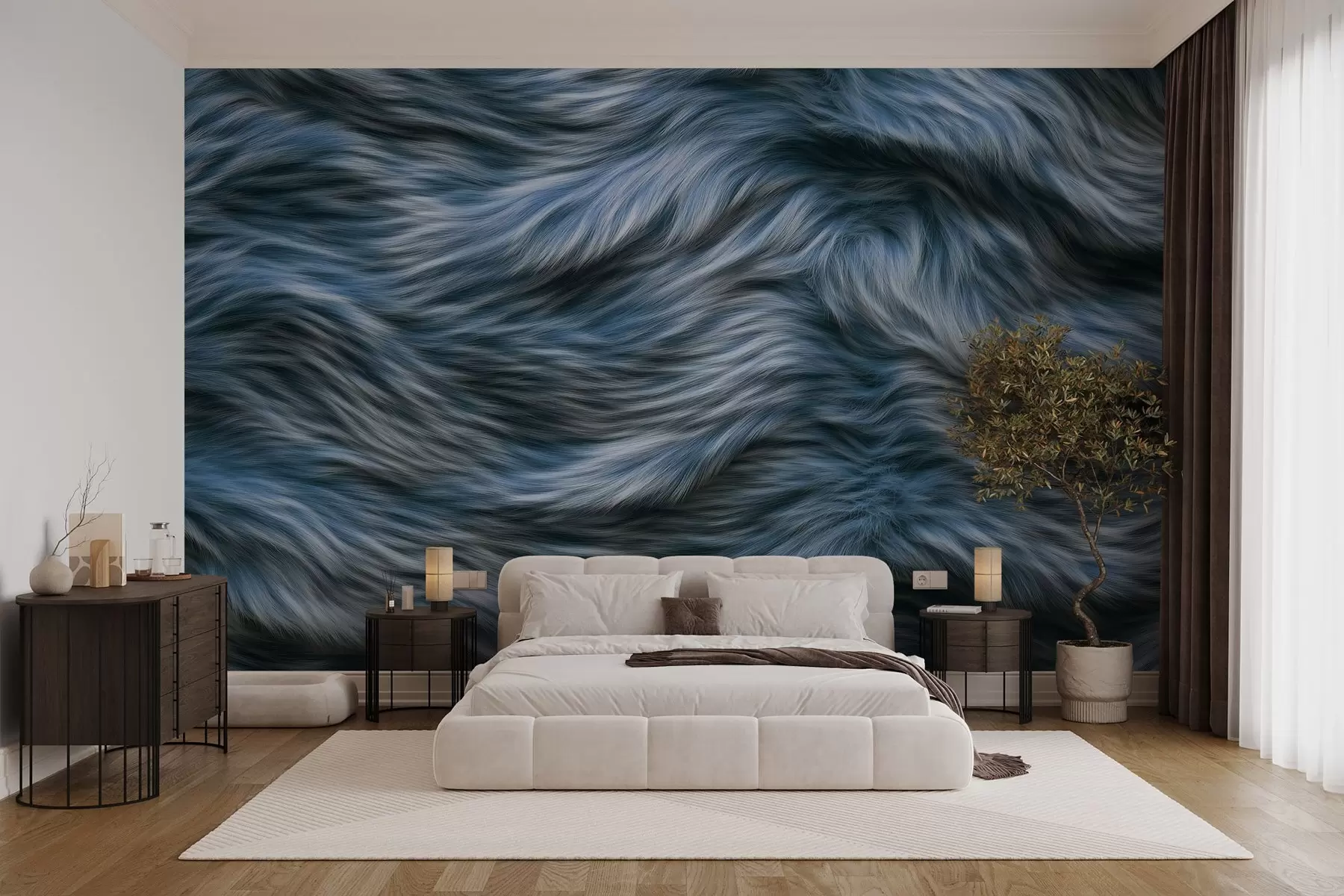 wall murals удобне тапете са имитацијом крзна у плавим тоновима w02687v3