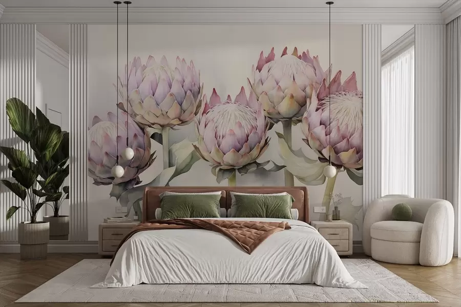 wall murals Нежна протеа акварел w08593v1