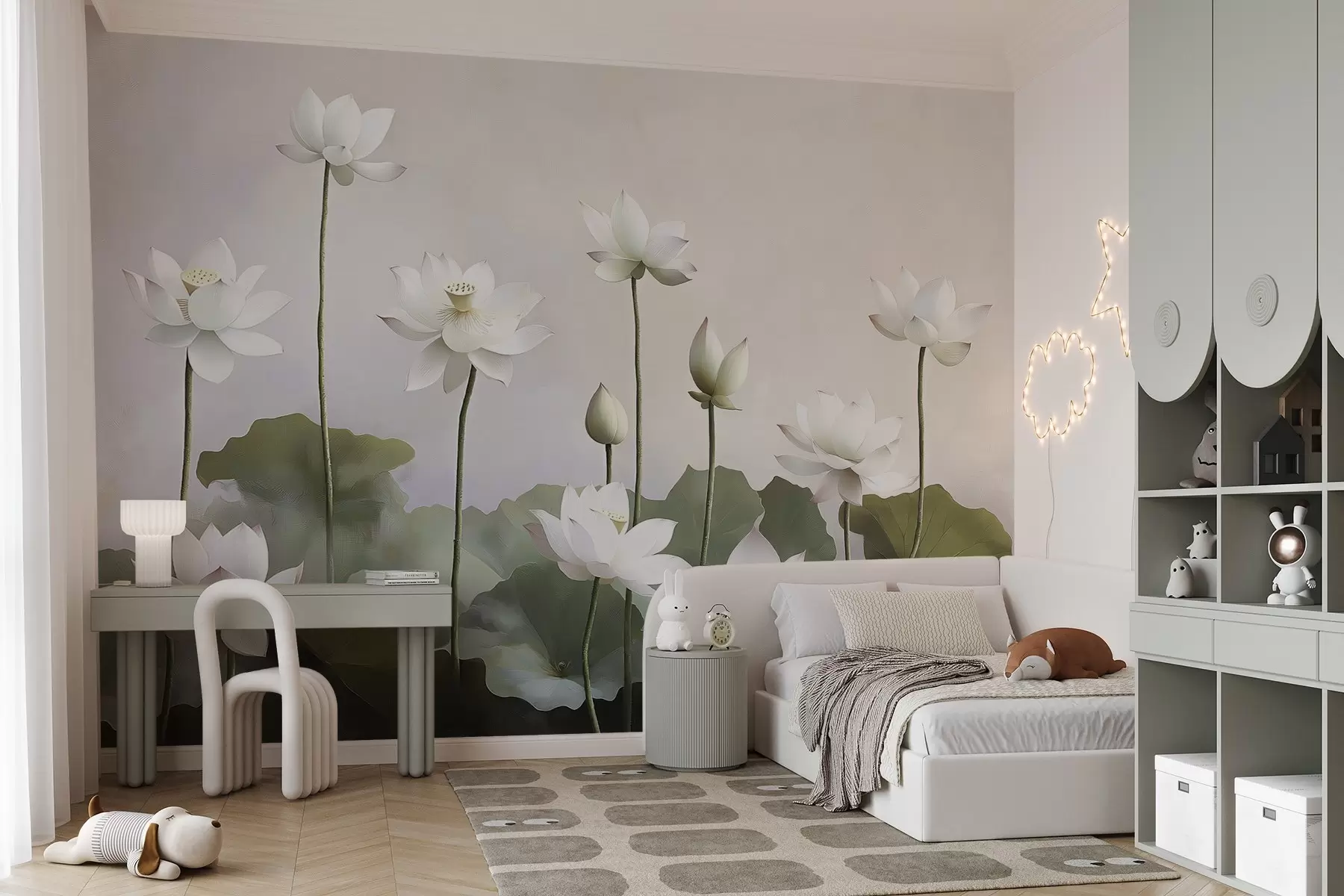 wall murals Бели нежни цветови лотоса w08596