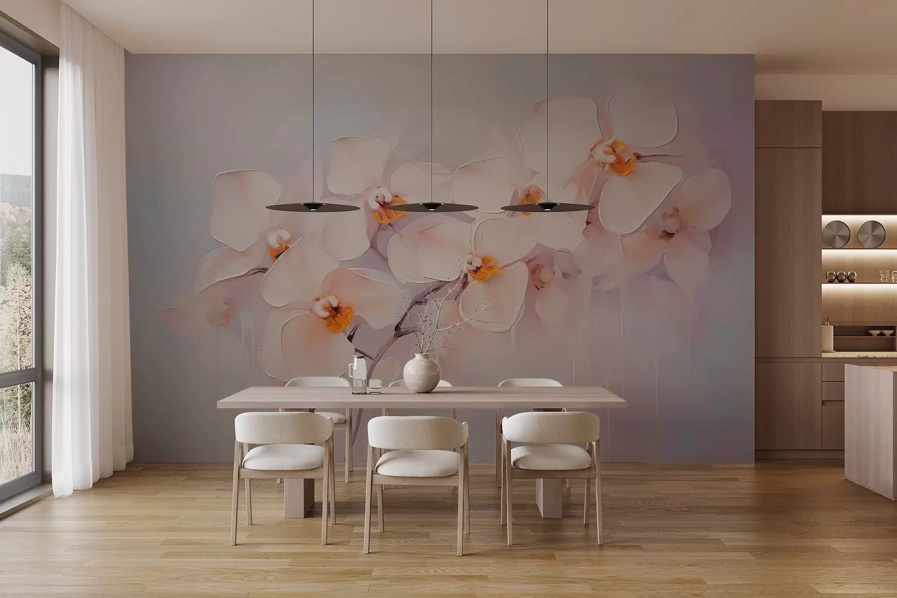 wall murals Сликање имитације грана орхидеја w02707