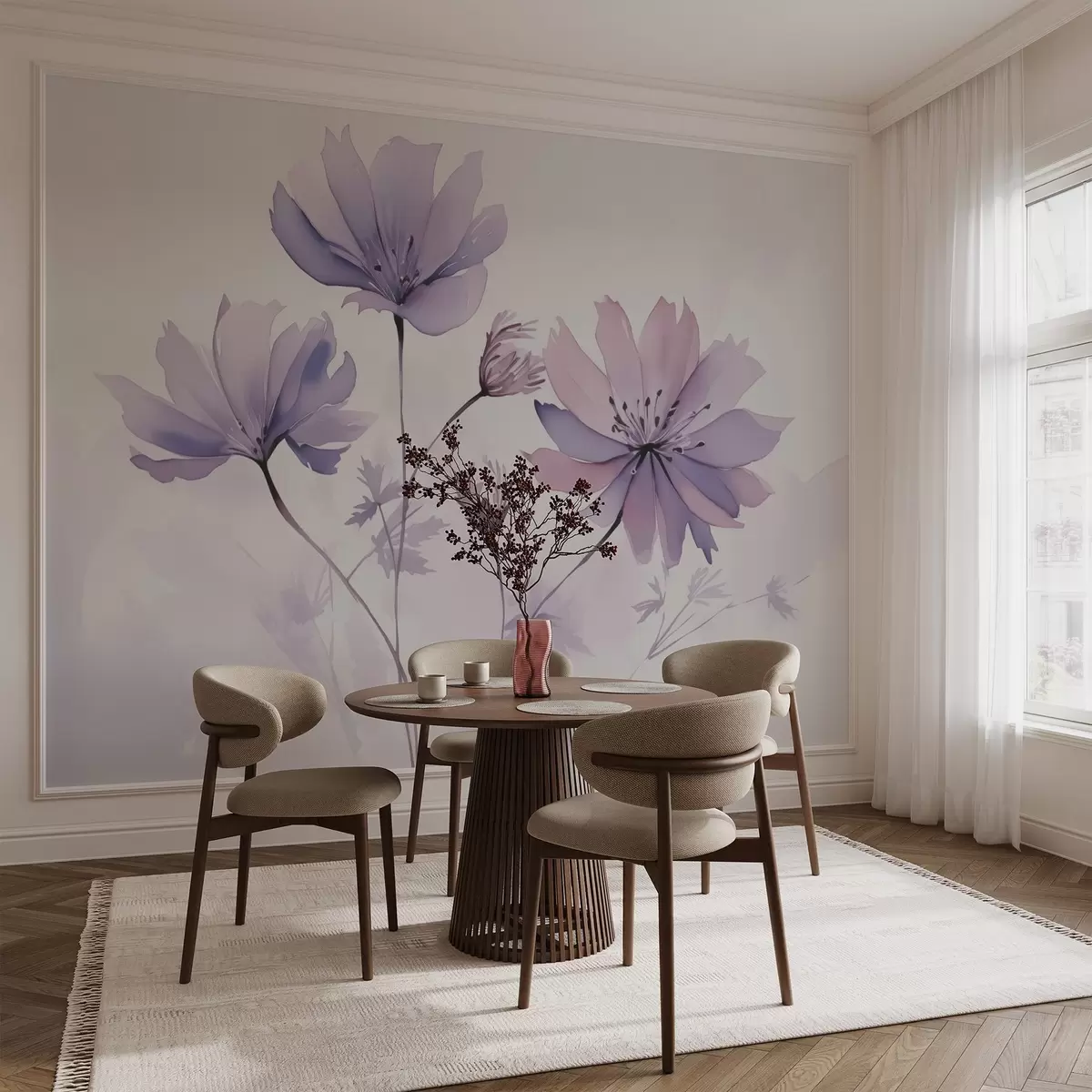 wall murals Деликатно љубичасто розе цвеће имитација акварела w02716