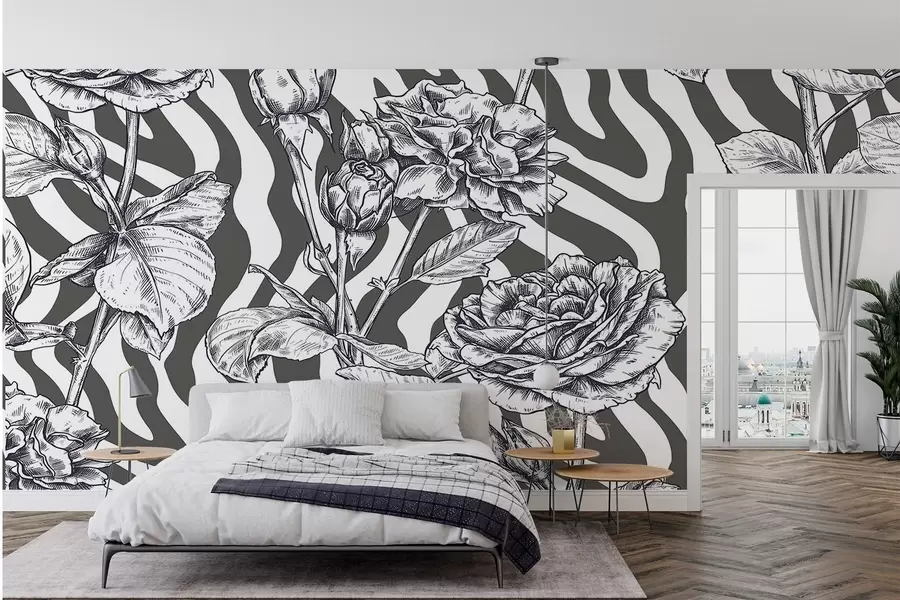 wall murals руже на позадини зебре w02692