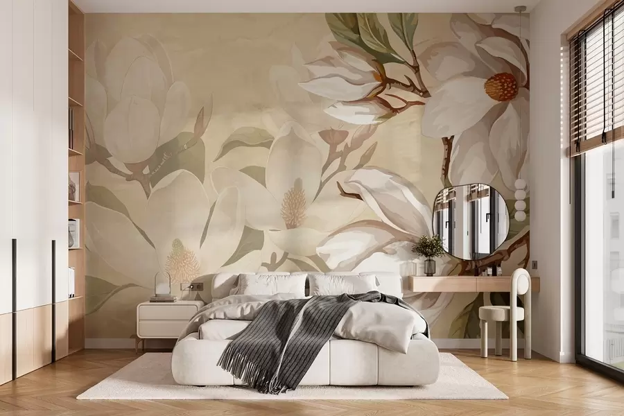 wall murals Магнолије на пастелној позадини w02694