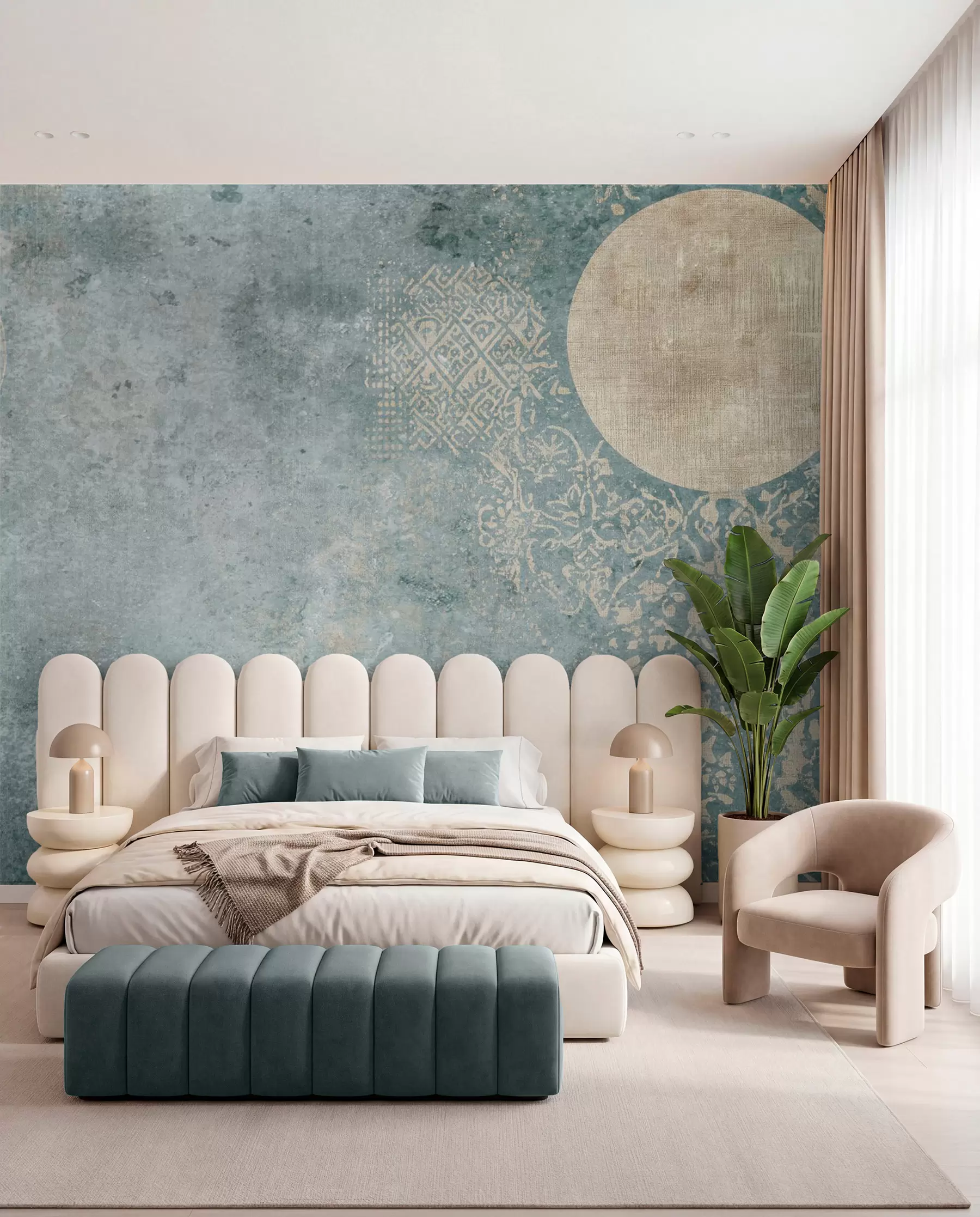 wall murals Жути кругови на старој позадини w08627