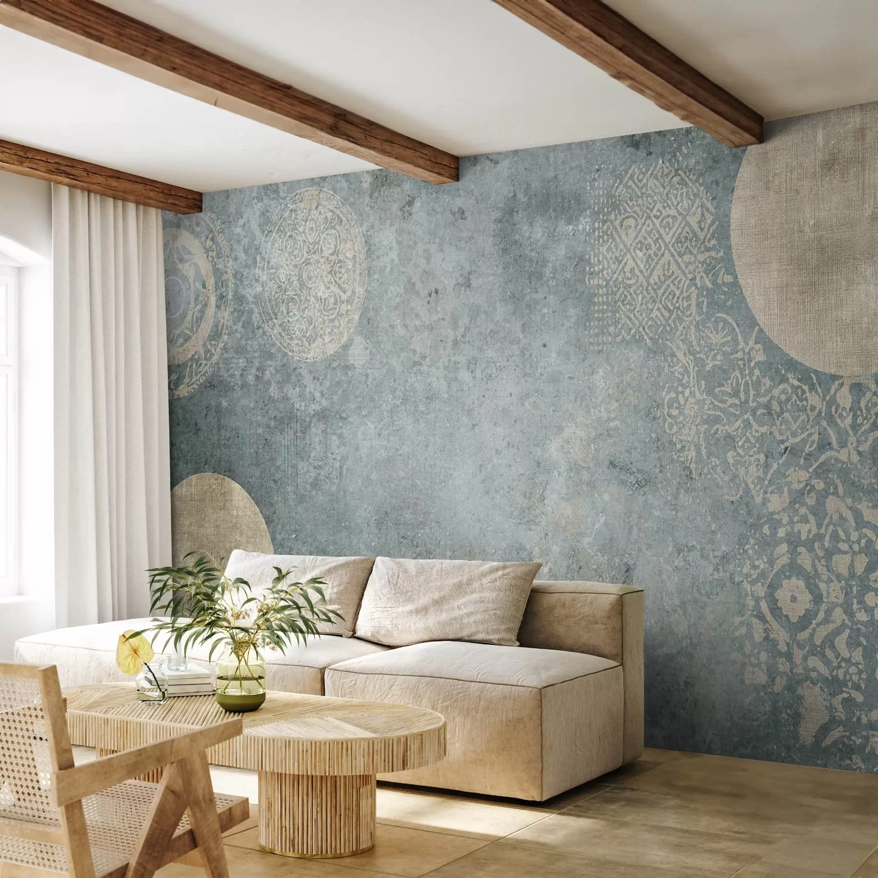 wall murals Жути кругови на старој позадини w08627