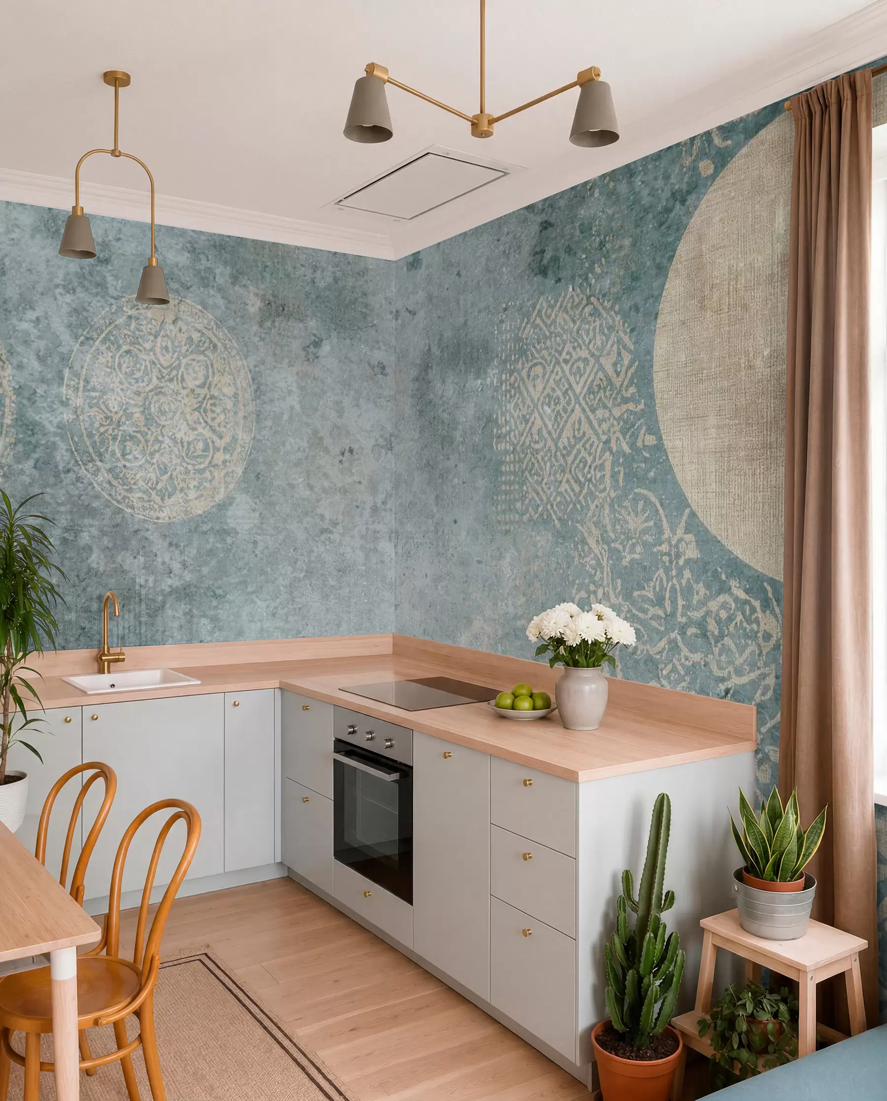 wall murals Жути кругови на старој позадини w08627