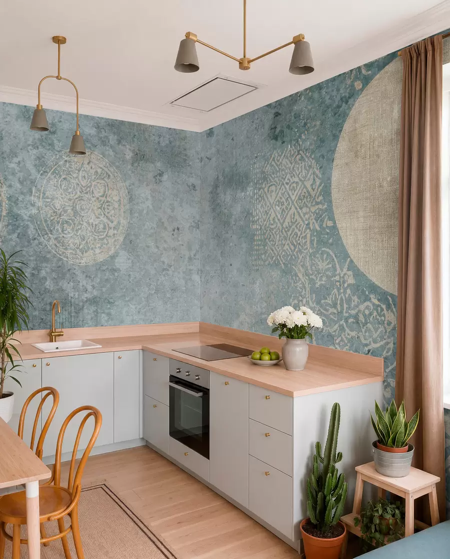 wall murals Жути кругови на старој позадини w08627