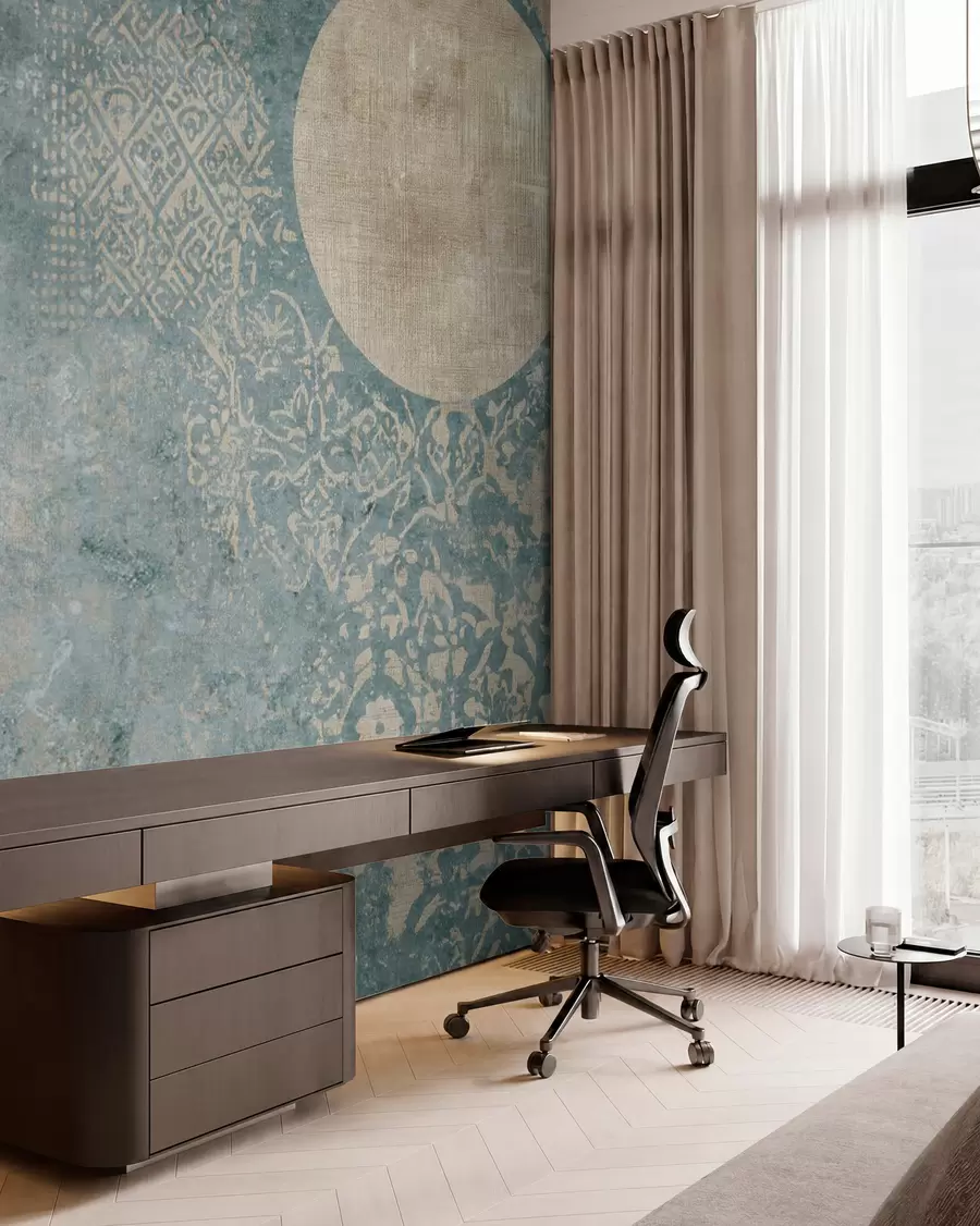 wall murals Жути кругови на старој позадини w08627