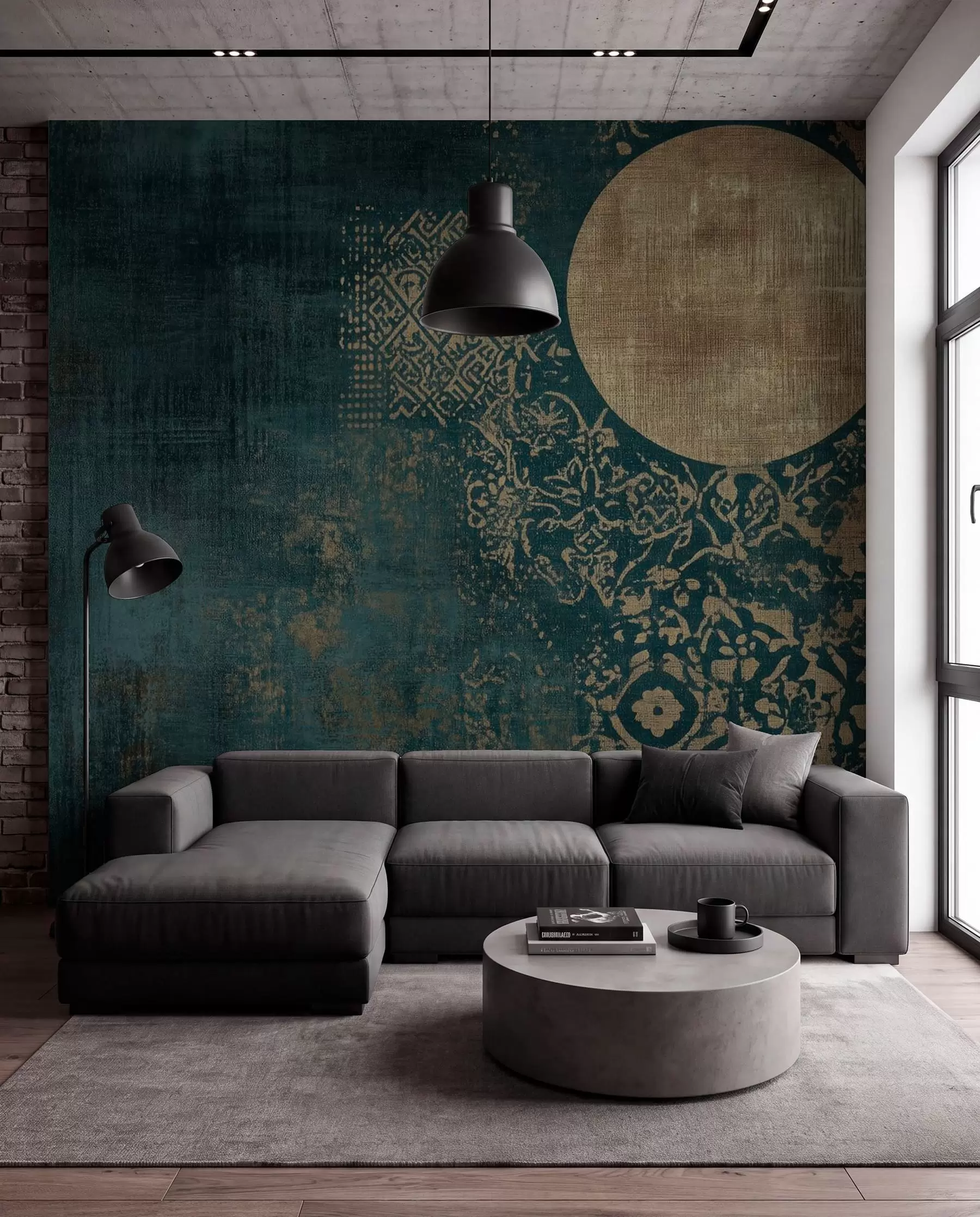 wall murals Жути кругови на тамној позадини w08628