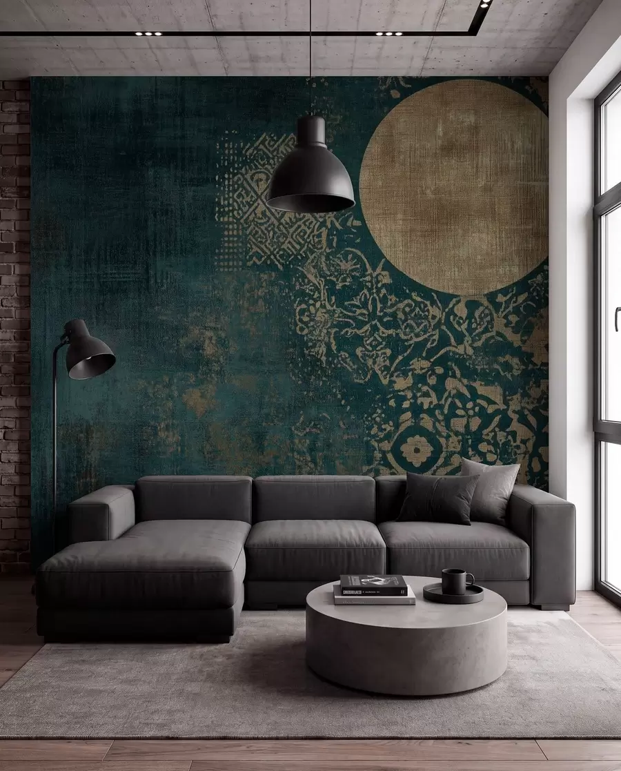 wall murals Жути кругови на тамној позадини w08628