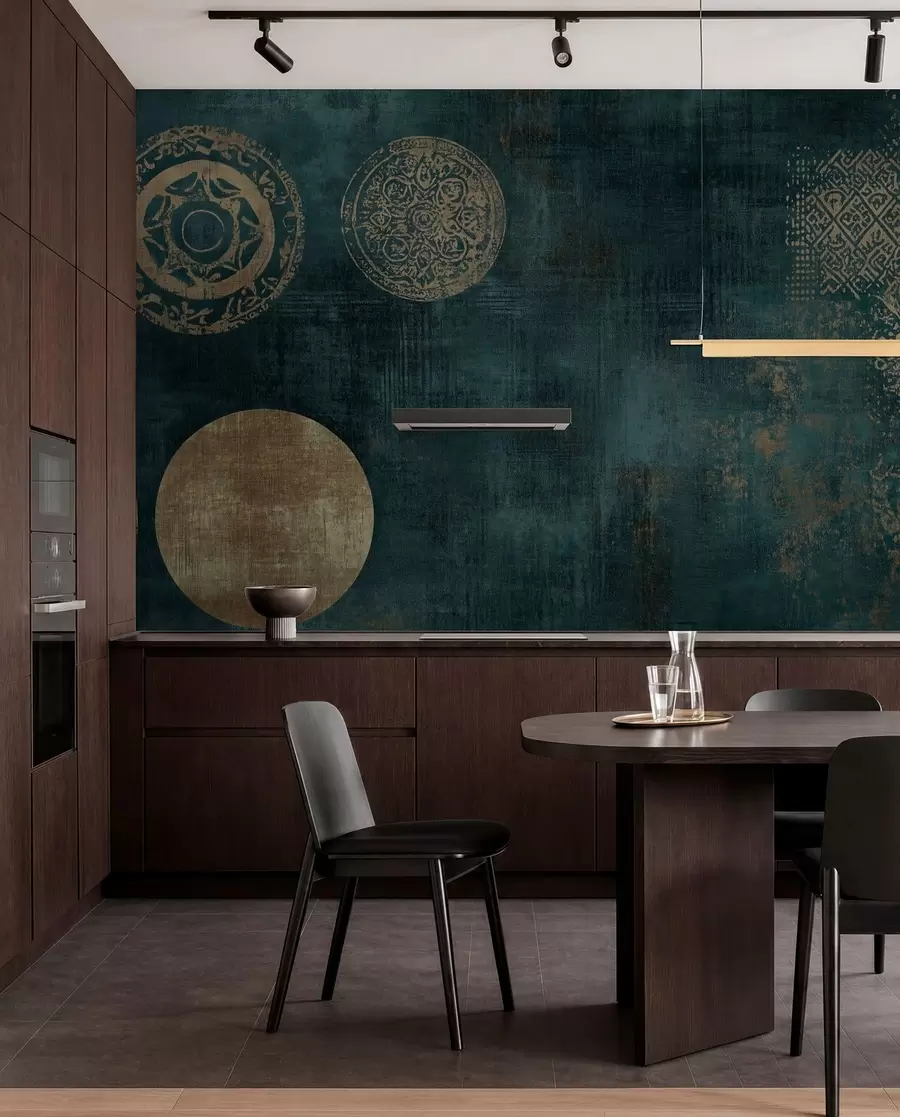 wall murals Жути кругови на тамној позадини w08628